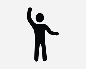 Man Stretching Icon Sign Symbol Stick Figure Male Men Gesture Exercise Raise Hand Point Pointing Vector EPS Image Illustration Artwork Clipart
