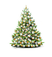 Festlich geschmückter Wehnachtsbaum mit Lichterkette