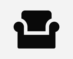 Sofa Chair Icon Couch Sit Arm Seat Armchair Interior Home Furniture Modern Luxury Lounge Decor Black White Outline Line Shape Sign Symbol EPS Vector