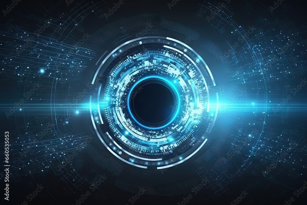 Poster digital universe. exploring technology frontier. futuristic tech network. abstract background. cyber