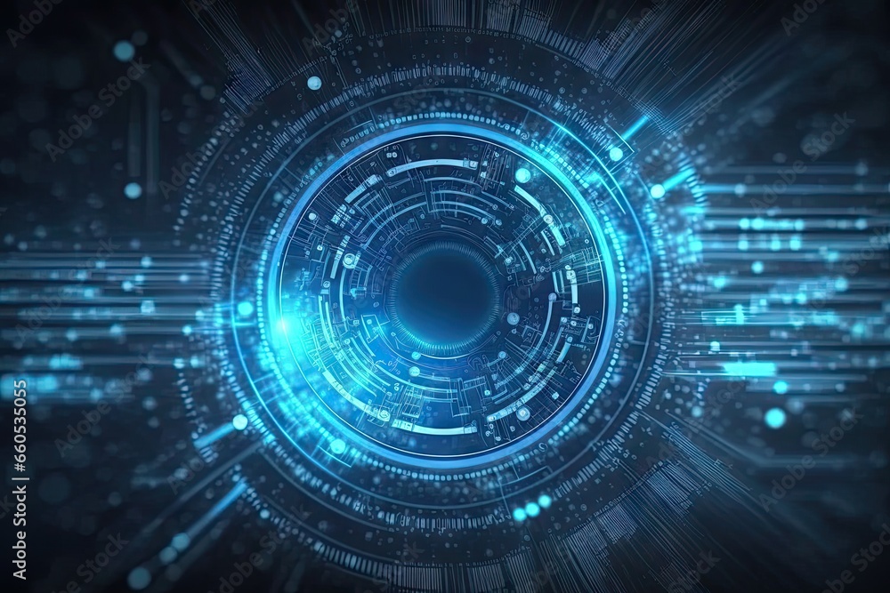 Poster digital universe. exploring technology frontier. futuristic tech network. abstract background. cyber