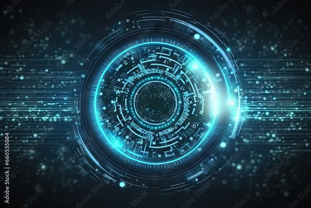Poster digital universe. exploring technology frontier. futuristic tech network. abstract background. cyber