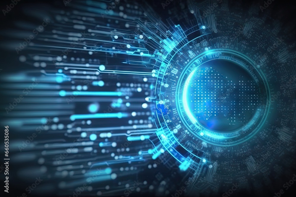 Aufkleber digital universe. exploring technology frontier. futuristic tech network. abstract background. cyber