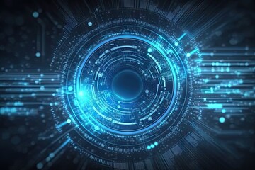 Obraz premium Digital universe. Exploring technology frontier. Futuristic tech network. Abstract background. Cyberspace connection. Blue tech innovation