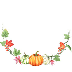 Naklejka na ściany i meble autumn frame with pumpkins