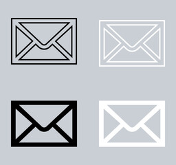 Set of Message icon. Envelope icon sign symbol in trendy flat style. Email vector icon illustration isolated on gray background