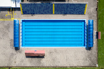 Aerial View of the outdoors Olympic pool in the Sabana park in San Jose Costa Rica 