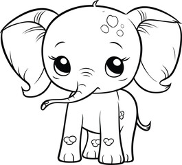 Cute Cartoon Elephant. Coloring book for children. Vector illustration.