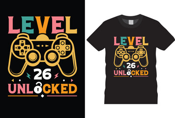 level 25 unlocked birthday gaming T-shirt Design for gamer t-shirt design,