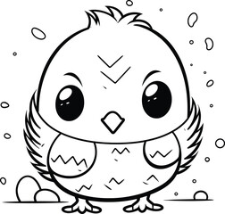 Black and White Cartoon Illustration of Cute Owl Bird Character Coloring Book