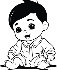 cute little baby boy sitting on floor cartoon vector illustration graphic design