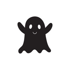 Cute ghost vector icon illustration, Halloween concept