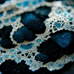 lace black and blue muted abstract 