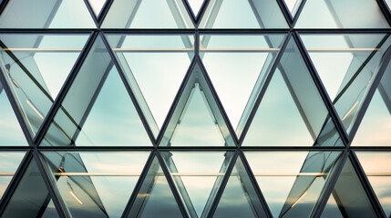 Dazzling infinite geometric facade of a corporate building, symbolizing transparency and teamwork.