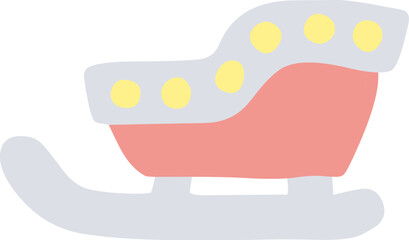 シンプルにデフォルメした横向きのそりのイラスト