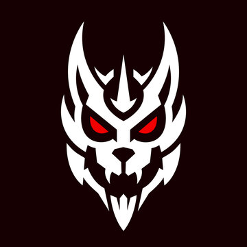 devil face logo icon flat vector illustration mascot design