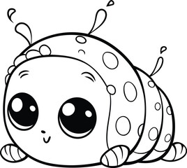 Cute little caterpillar. Vector illustration. Coloring book for children.