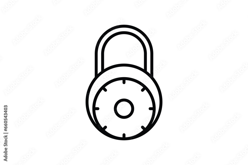 Poster lock icon. icon related to identity. suitable for web site design, app, ui, user interfaces. line ic