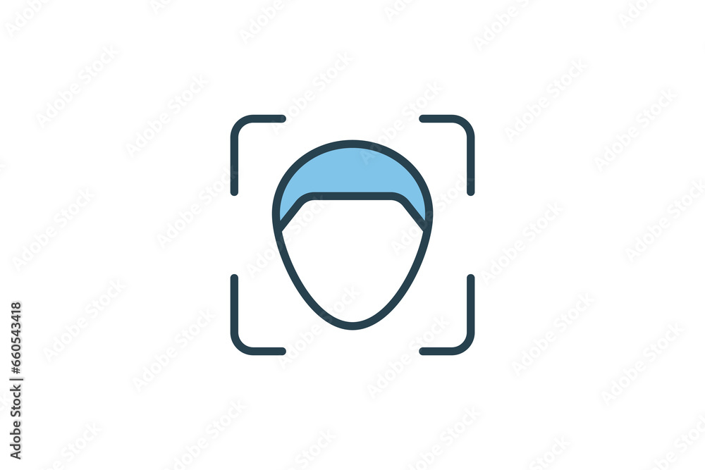 Poster facial recognition icon. icon related to identity. suitable for web site design, app, ui, user inter