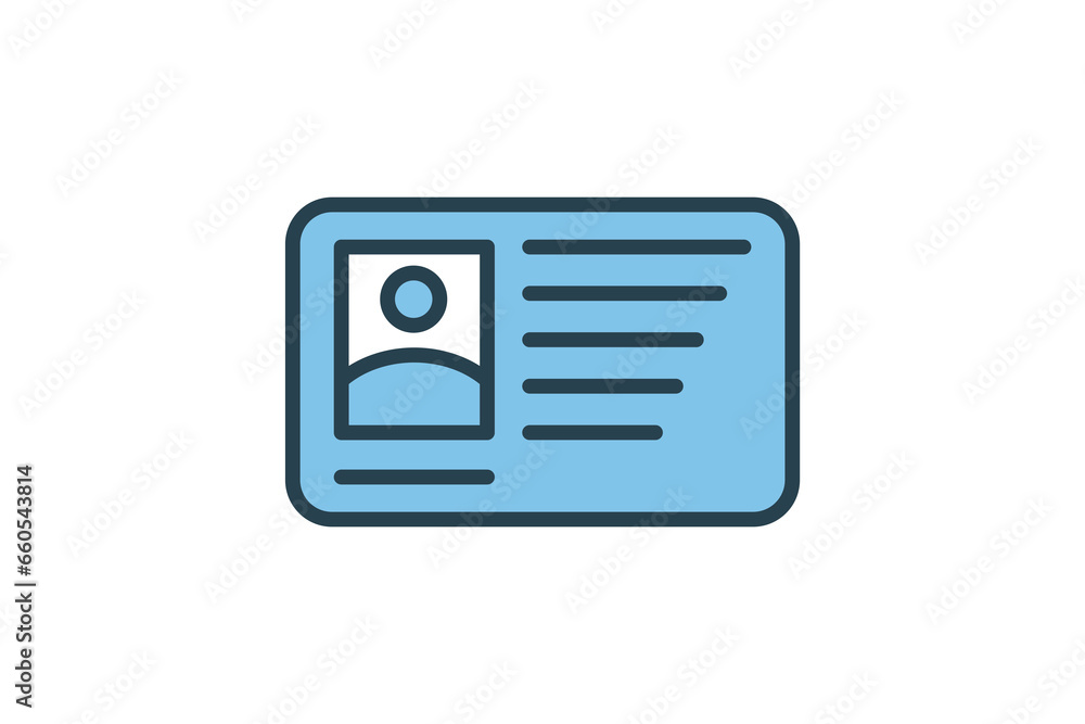 Poster id card icon. icon related to identity. suitable for web site design, app, ui, user interfaces. flat