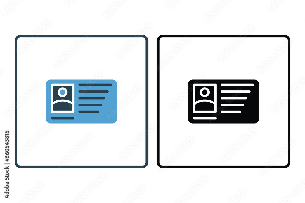 Poster id card icon. icon related to identity. suitable for web site design, app, ui, user interfaces. soli