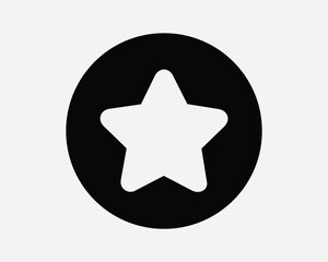 Star Shape Circle Icon Christmas Favourite Favorite Rating Rate Success Award Five Point Round Circular Black Outline Shape Sign Symbol EPS Vector