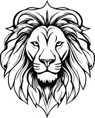 Lion head vector illustration isolated on white background for tattoo or t shirt design.