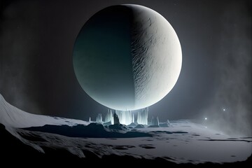 Enceladus around Saturn NASA detailed realistic 