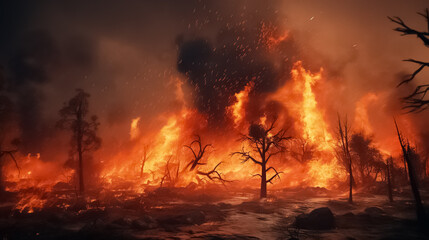 Fototapeta na wymiar Massive forest fires in Australia, natural disaster concept.