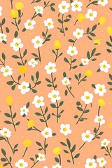 seamless pattern with simple cute flowers