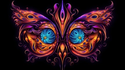 symmetric psychedelic eye shaped like a butterfly in.Generative AI
