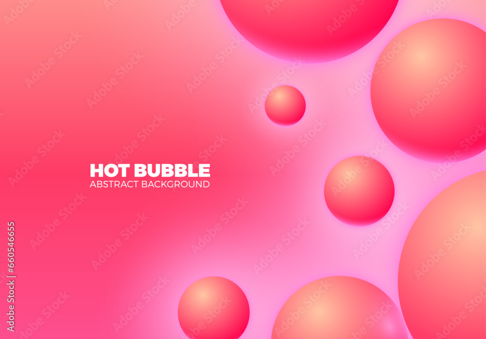 Poster Abstract background with hot pink shiny balls floating in motion.
