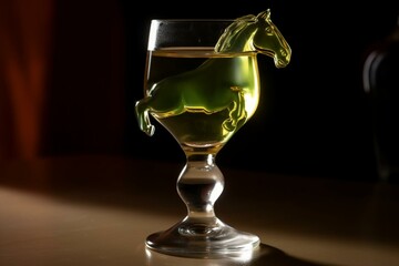 horse-shaped glass with a mixed drink. Generative AI