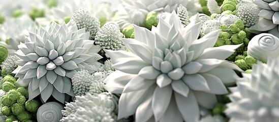 Futuristic fresh young succulent, enchanting, green, bright, white, crystallized