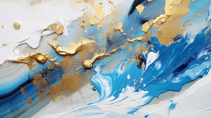 White and gold art blue and coffee paint abstract.Generative AI