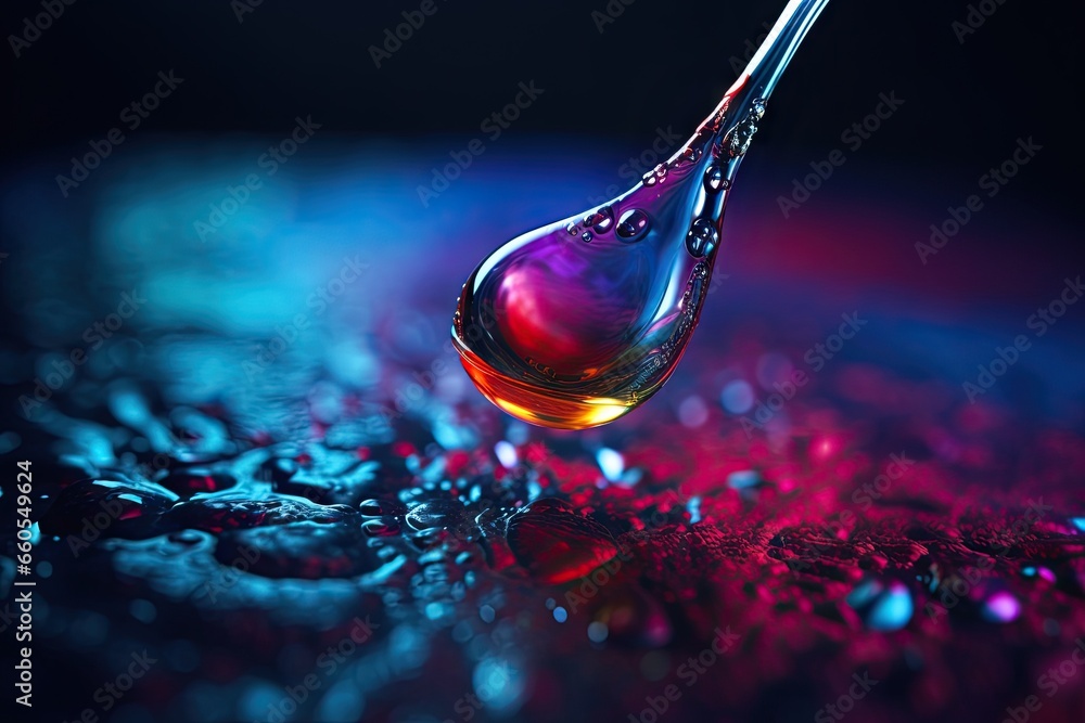 Aufkleber a drop of liquid that is on a surface with water droplets. generative ai