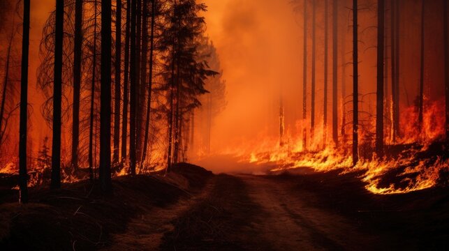 Wildfire burns ground in forest © romanets_v