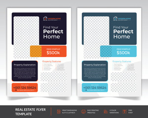 Luxury Real Estate flyer design with Geometric shape, Real Estate flyer Template design
