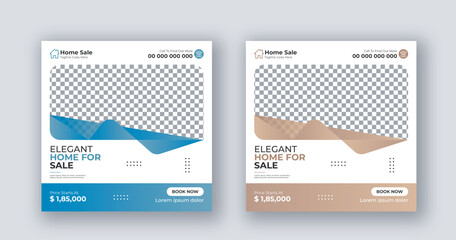Real estate business social media post square flyer advertising banner design template