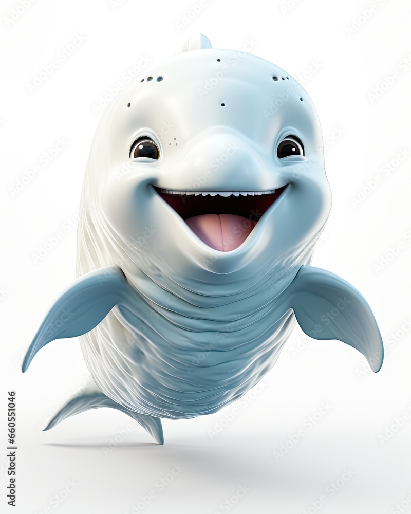 Poster a smiling dolphin with its mouth open and its tongue out. generative ai