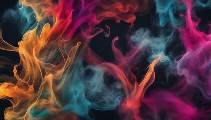 Splash of color paint, water or smoke on dark background, abstract pattern