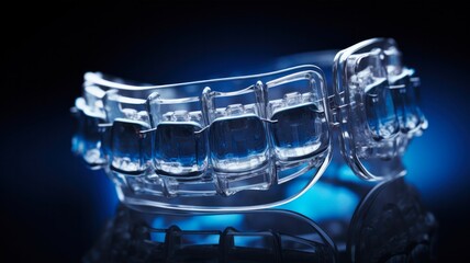 3D Render of Seamless Invisalign Removable Retainer for Teeth Alignment - obrazy, fototapety, plakaty