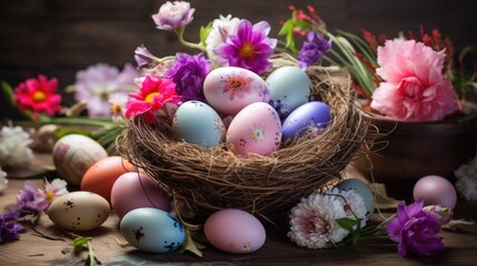 Fototapeta na wymiar Easter eggs background concept