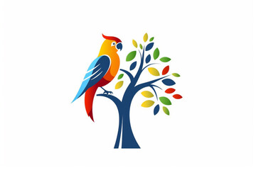 A colorful bird sitting on top of a tree, Generative AI