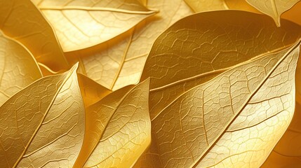 Background of golden colored leaves in autumn