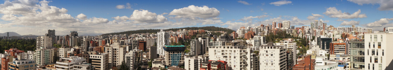 Panoramic view of the north central area of the city of Quito during a cloudy day