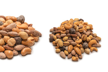  A group of almonds, pistachios, walnuts, macadamia, cashews.
