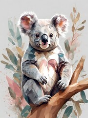 koala illustration, watercolor art