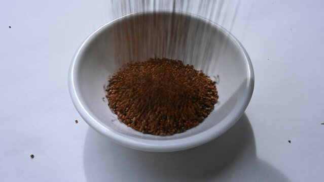 Eleusine coracana or finger millet. It is called Ragi and madua in India and Kodo in Nepal. It  is an annual herbaceous plant. Its widely grown as a cereal crop in the in Africa and Asia.
