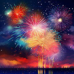 fireworks in the night sky